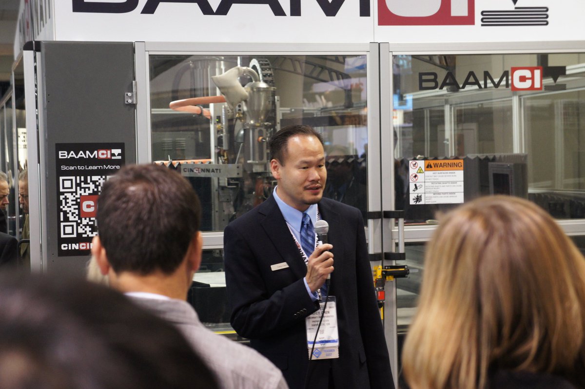 CINCINNATI_INC's tweet photo. CI hosts press conferences at the #BAAM and #GOFORM booths! #FABTECH2015 https://t.co/36fYPetTJ7