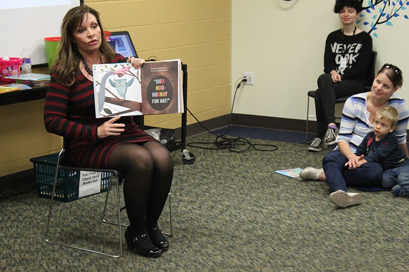 MCPLMO's tweet photo. @parkvillemo Mayor, Nan Johnston reads for storytime at Parkville Branch for our 50th birthday. #mcpl50 https://t.co/LTENScIPfC