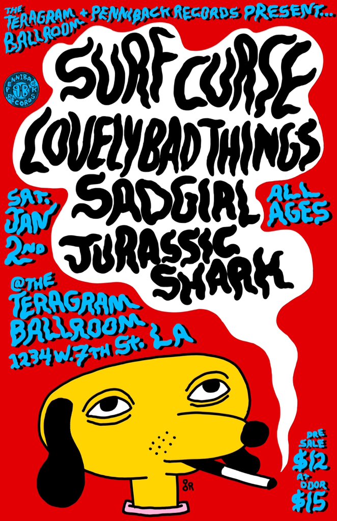 LuisAnthony16's tweet photo. Ugh, I love my job. @TeragramLA &amp; @penniback presents! Surf Curse, @LovelyBadTweets, @wearesadgirl &amp; Jurassic shark! https://t.co/OgI6QHLtC5