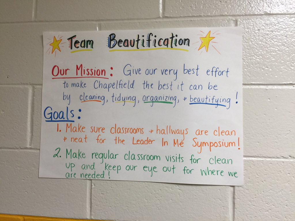 Chapelfield Elementary showing their leadership teams' goals and mission statements. #TLIM