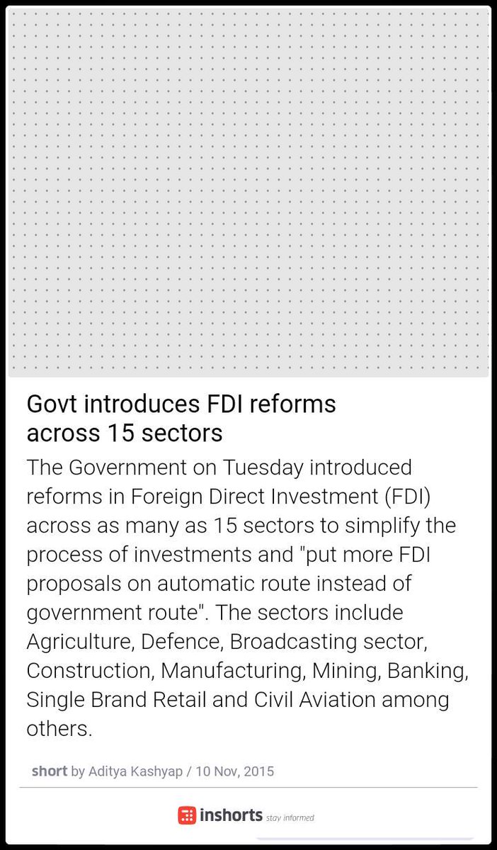 arunbtgbd's tweet image. Govt introduces FDI reforms across 15 sectors. !! #IAmWithModi #FDIReforms
goo.gl/YxVYDU