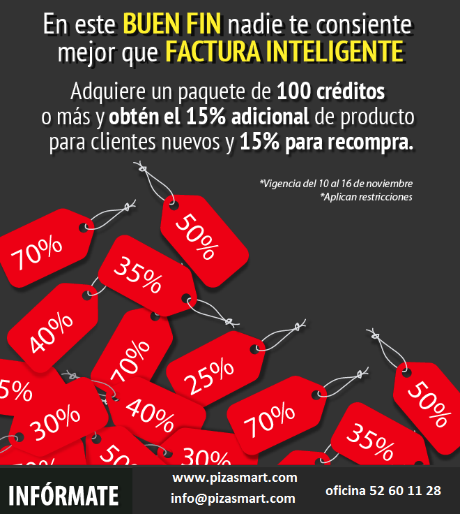 Piza_Smart's tweet photo. Ya llegó el BUEN FIN tambien a PIZA SMART, No esperes mas, llámanos y con gusto te atenderemos. ¡15% ADICIONAL! https://t.co/W8PQ5jYMfI