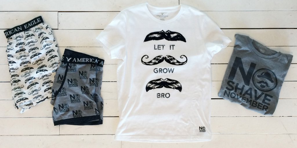 AEO's tweet photo. We're supporting cancer research &amp; prevention with our #NoShaveNovember Shop: https://t.co/wYojmbhLqr #LetItGrow https://t.co/4IuHAvTkaA