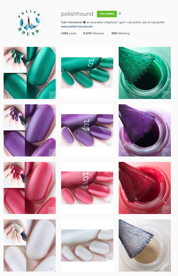 ZoyaNailPolish's tweet photo. We had to capture how gorgeous @PolishHound 's #Instagram feed was 😍
Shop new #MatteVelvet: https://t.co/GzZixG30Dw https://t.co/Zdq0Uu2nwO