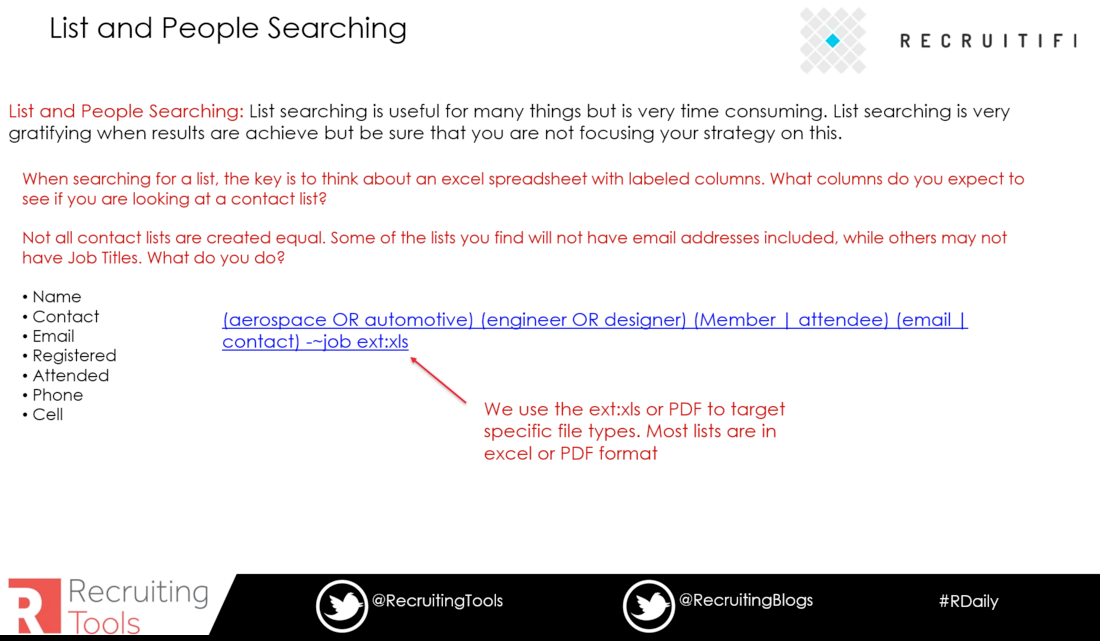 RecruitingBlogs's tweet image. List search #booleanlogic #Rdaily