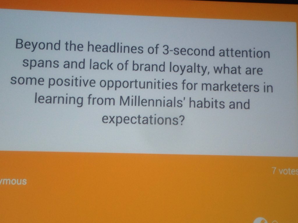 micgoobre's tweet photo. @The_ARF #arfwest2015 asking good questions. Millennials can go wide and deep - try congratulating them in your ads! https://t.co/FJLHbkyRTQ