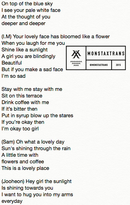 Mxtrans Eng Lyrics Flower Cafe Jooheon Feat I M Sam Ock T Co Yingmkacki