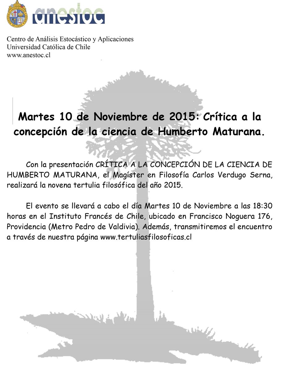 incidechile's tweet photo. Recuerden, hoy 18:30 hrs charla “Crítica a la concepción de la ciencia de Humberto Maturana” https://t.co/h5Ky4TiqDl https://t.co/dydPl0bhZn