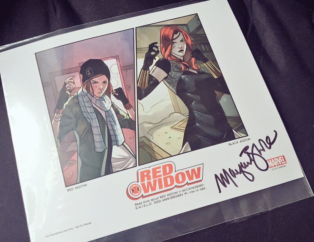NinaZivkovic's tweet photo. Just got this fantastic autographed print in the mail! Yay!! ππ·π #nosidekick #foreverred #blackwidow #womenofmarvel https://t.co/utBdt2TNET