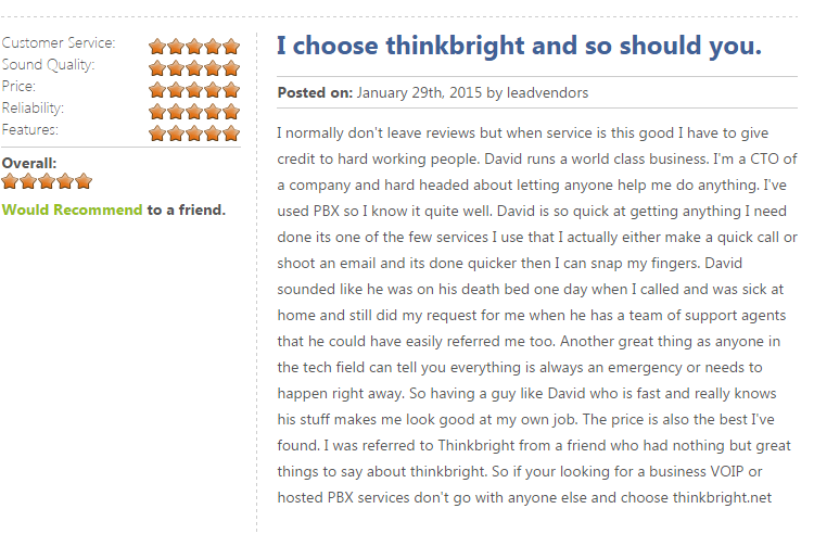 This is just one review from one of our clients. Thank you!