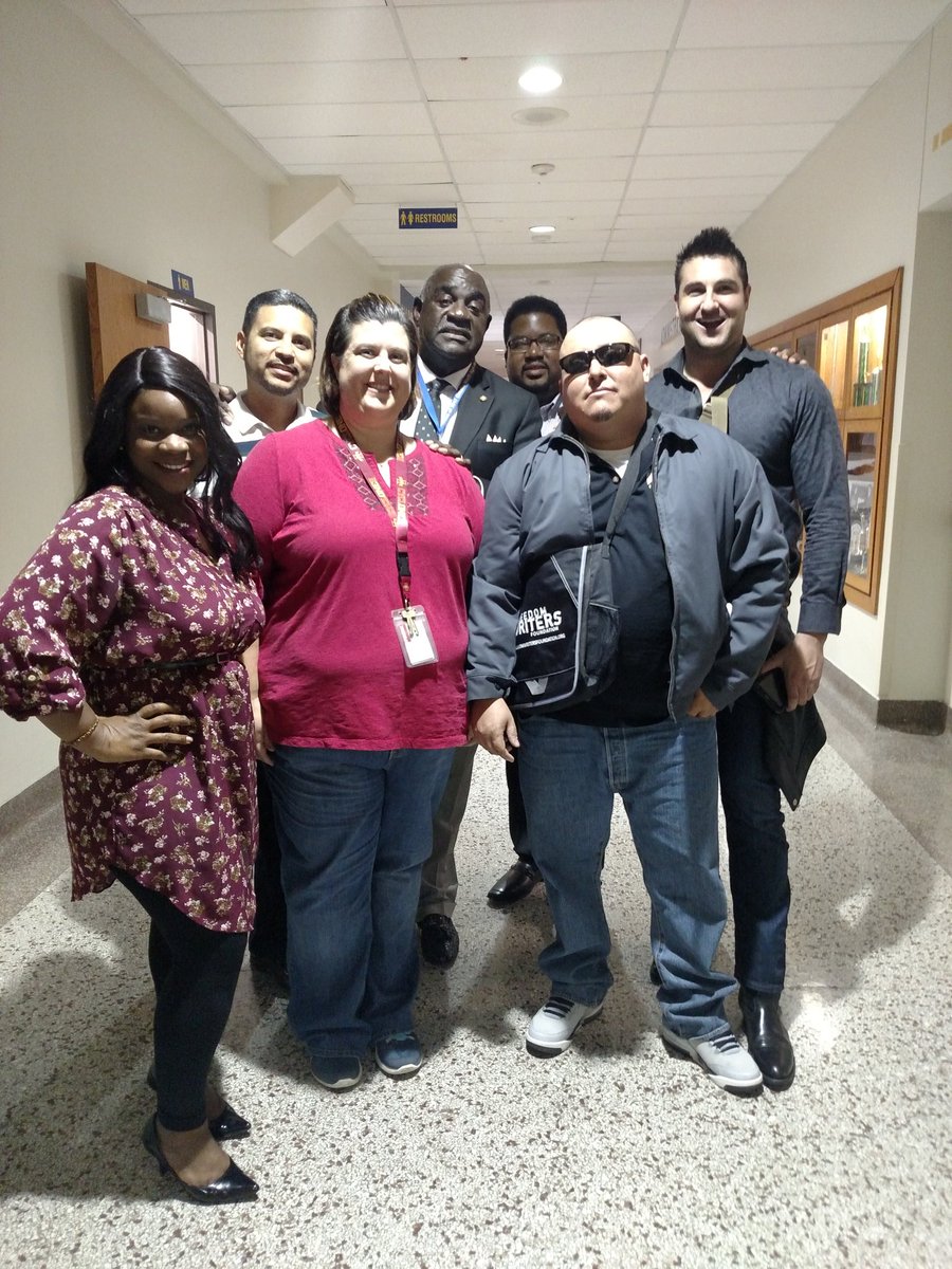 Omaha_FWF's tweet photo. Freedom Writers with Brotherman Haynes at Omaha North High! @OPS_NorthHigh https://t.co/vQXEGMtqP2