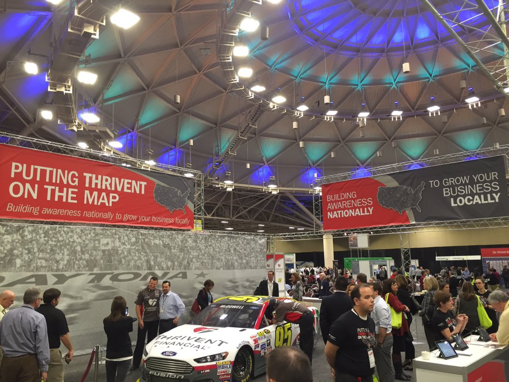 LFR95's tweet photo. .@Mc_Driver spending time in the @ThriventRacing booth with @Thrivent associates #DrivenToThrive https://t.co/g8pvQ5WH9o
