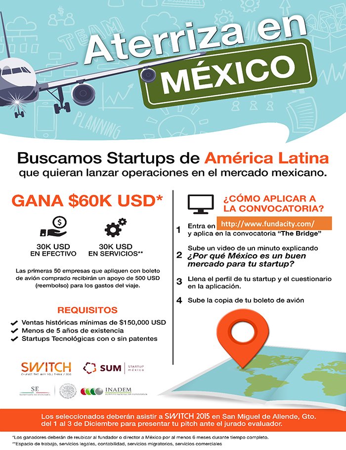 emprende_col's tweet photo. Invitados a postularse al 1er. festival internacional de aceleración para startups de Latam, SWITCH; 1 a 3 de dic. https://t.co/RaggcsSlhM