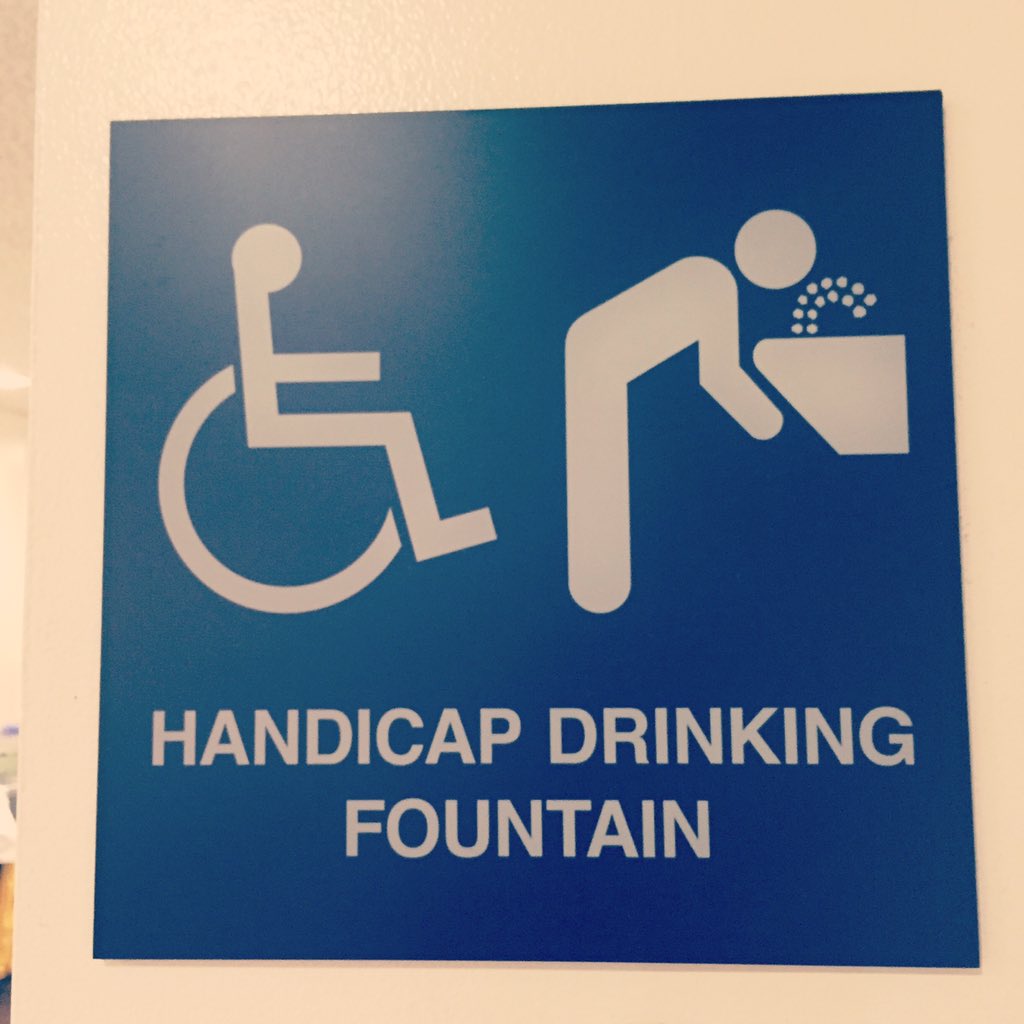 TheBethSherman's tweet photo. Apparently, if you drink from this handicap water fountain, you won't need your wheelchair anymore! #cedarssinai https://t.co/wndHyCvqTp
