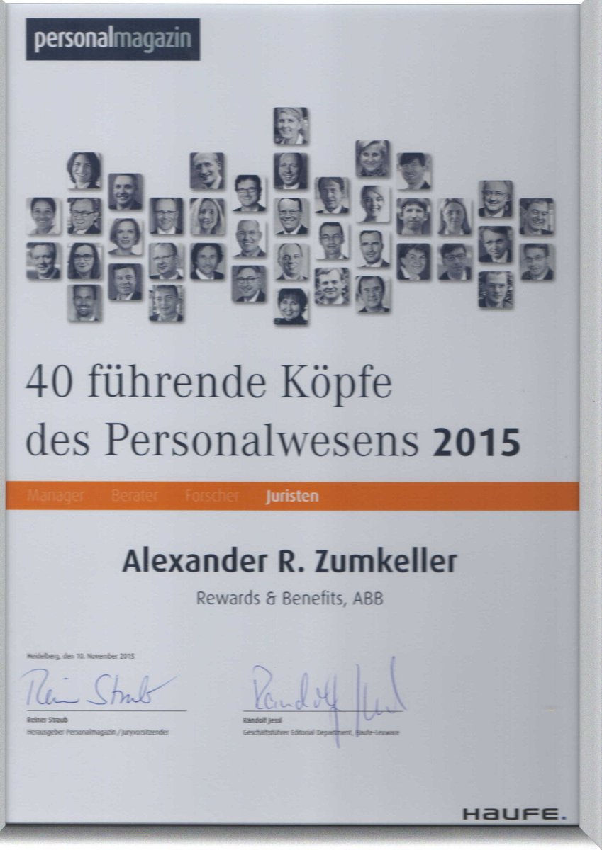 zusammen mit anderen BVAU-lern (Felder) und BVAU-Partnern (RAin Reinhard, Heuer (DGFP)) bei der Preisverleihung