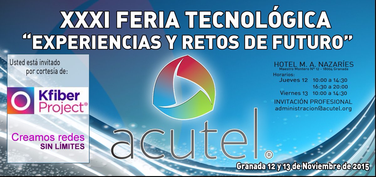 KeyfiberProject's tweet image. Os invitamos a todos nuestros clientes y amigos a nuestro stand en la Feria de Acutel los días 12 y 13 de Nov/2015