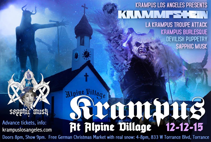 lasantacon's tweet photo. Don't miss KRAMMPSTEIN next Saturday at @alpinevillageca. https://t.co/XdZfusv6GX https://t.co/X2tborIYTh