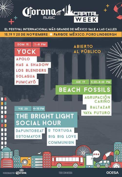 Inrocktv's tweet image. ¿Ya te enteraste? #CoronaCapitalWeek los dias 15, 19 y 20 con 3 conciertos gratis previo al Festival @CoronaCapital