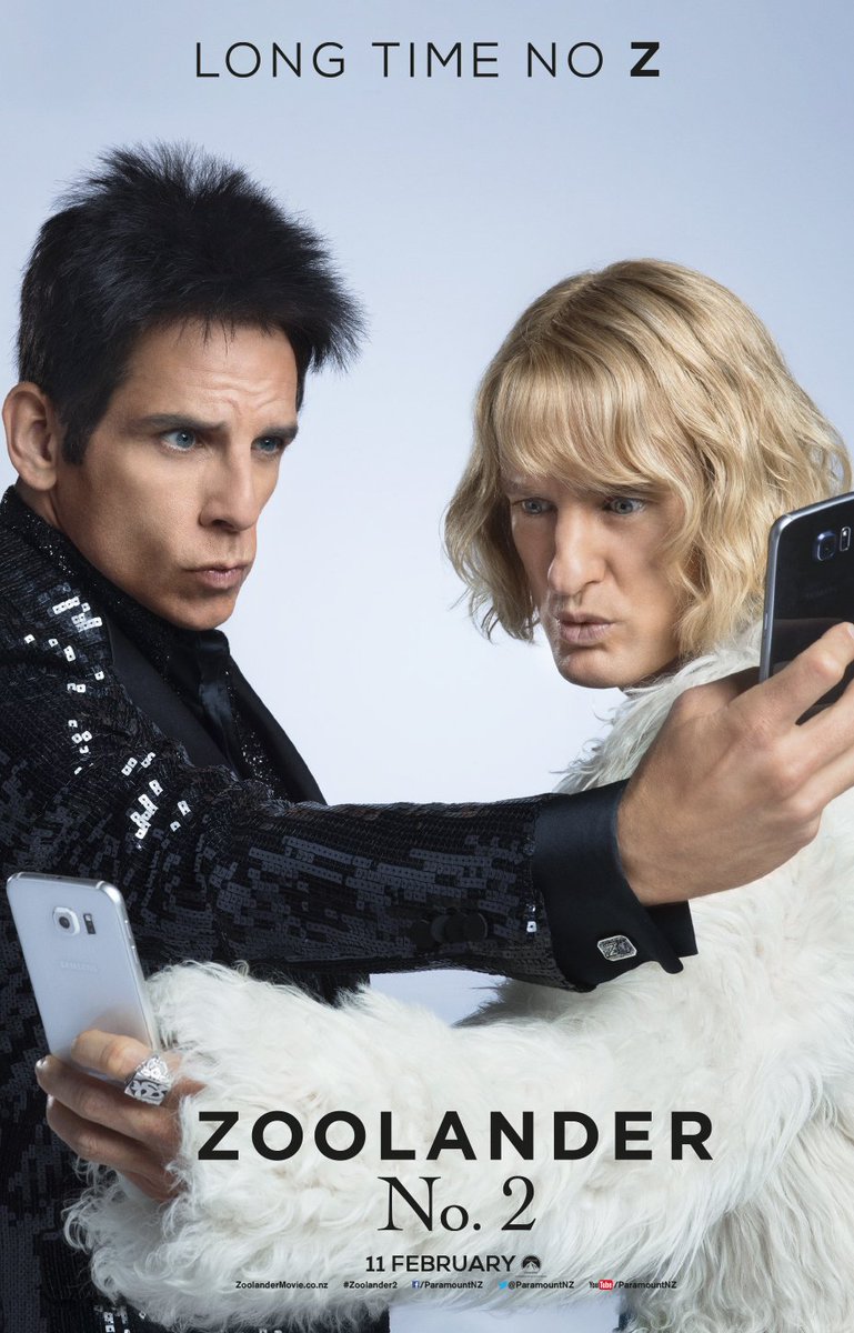 paramountnz's tweet photo. Brand new Zoolander 2 poster! #Zoolander2 #LongTimeNoZ. In NZ Cinemas February 11th. https://t.co/izaXFWkdwz