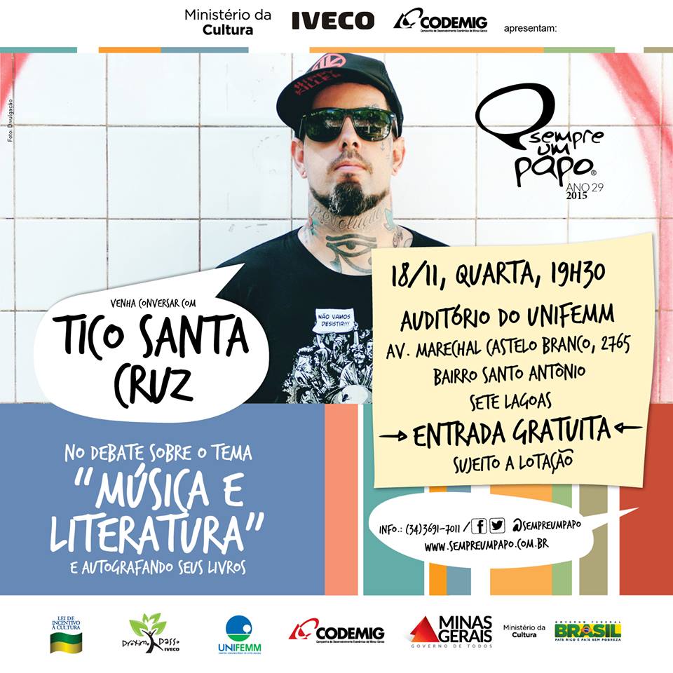 unifemm's tweet photo. Na próxima semana tem bate-papo com @Ticostacruz, no auditório, pelo @sempreumpapo. #auditorio #unifemm https://t.co/mbPSD0AIpV