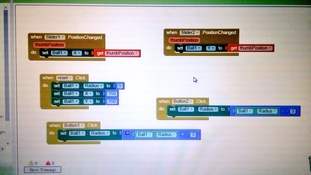 MrPreTechEd's tweet photo. In under an hour I made an 'app' to change position &size of a ball (& reset) @PLTW_WI @MITAppInventor #wiPDC #PLTW https://t.co/O1e4uoYyoa