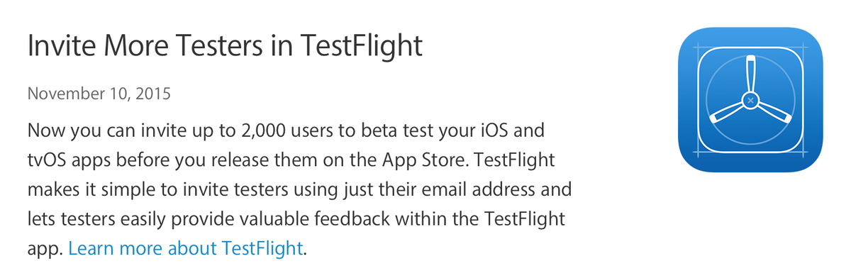 AppTestsss's tweet photo. Apple verdoppelt TestFlight-Tester-Limit - https://t.co/rY3c3lM6tF https://t.co/cJ6bZDql0X
