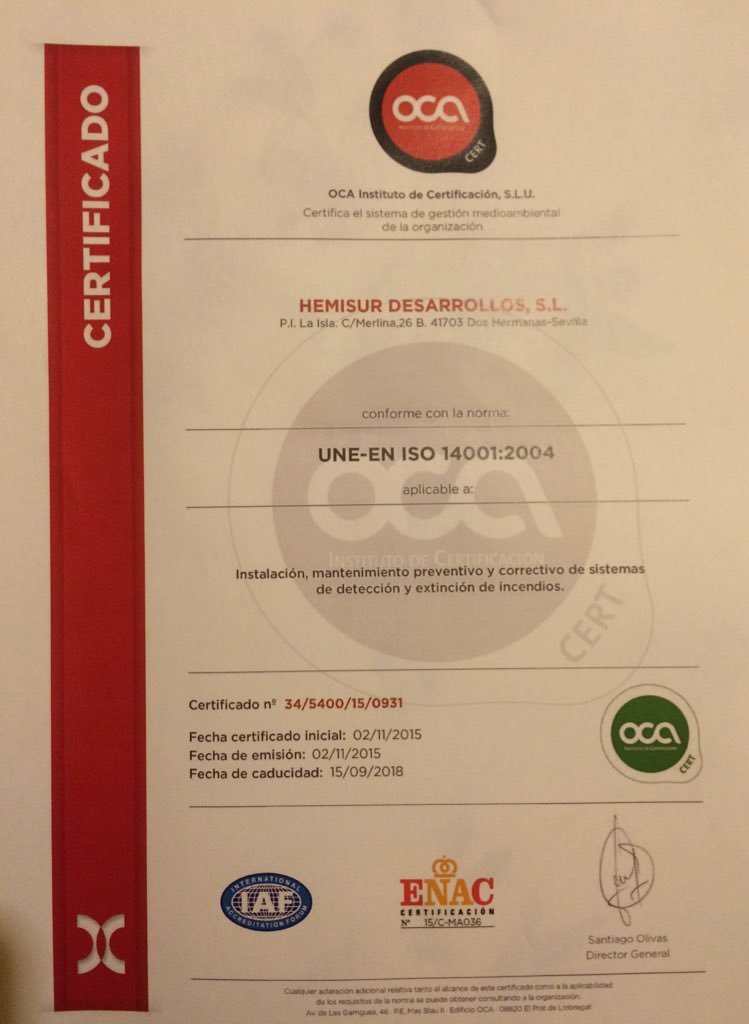 HemisurDSL's tweet photo. Y también la certificación ISO 14001:2004 https://t.co/1WG3hgfKso
