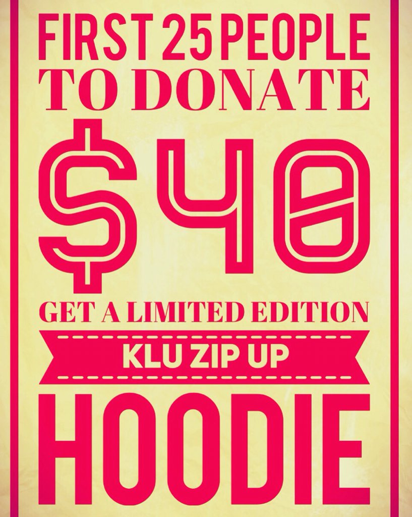 kndywear's tweet photo. Donate $40 or more for our #startup campaign and recieve our #Hoodies when we are ready for #LaunchDay #2016 #KLU https://t.co/A85Mnx1xXq