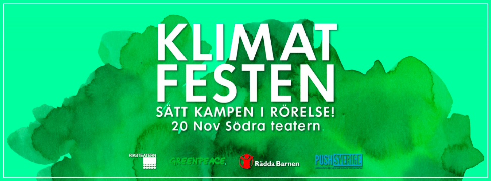 greenpeaceSE's tweet photo. #Klimatfesten 20/11: Kom &amp; peppa inför Paris m oss @raddabarnen @pushsverige @Riksteatern: https://t.co/Yt6u7iuI5J https://t.co/NOpTzxAmPj