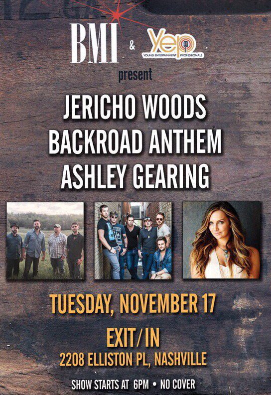 BackroadCRAIG's tweet photo. Can't wait to play Nashville next week... Tuesday @Exit_In @bmi @YEPNashville 👊🏼 https://t.co/VgxRmPPI0p