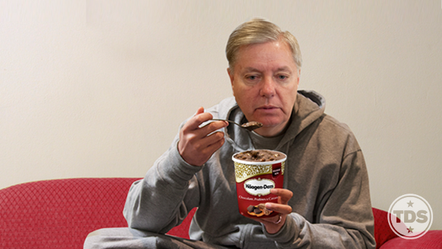 TheDailyShow's tweet photo. .@LindseyGrahamSC is having a great night. Really. He didn't even want to go to Wisconsin. #GOPDebate https://t.co/CIKcL2rWp6