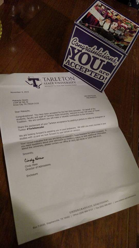 CharlesSteele88's tweet photo. Kaylie Ann Steele is a Tarleton State University Texan in the Fall of 2016. Very proud of her  #tarletoncube https://t.co/xUGgAZQtAt