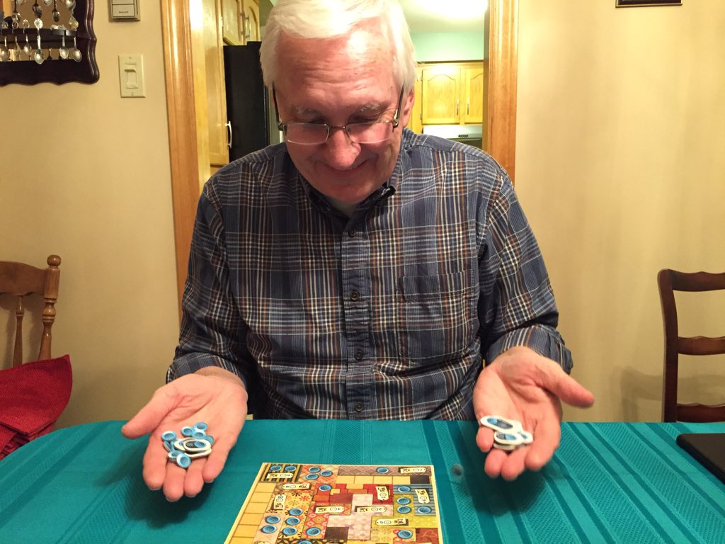 WatchItPlayed's tweet photo. I snuck out the win, but he wins the "more buttons sewed to a quilt then sensible" award. #buttonmania https://t.co/gJQqXTbOYt