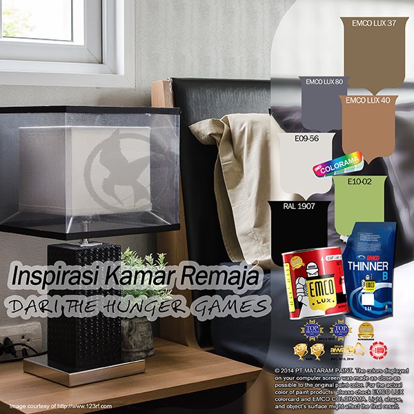 Temukan inspirasi kamar remaja dari The Hunger Games di
goo.gl/gQ1FGM#emcolux… #emco #paint