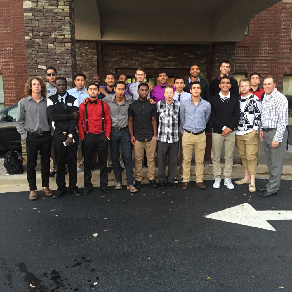 YorkMensSoccer's tweet photo. Pre banquet pic. So proud of these guys and this program. Aarow says it all. #movingforward #goingplaces #never stop https://t.co/PtU9su7rep