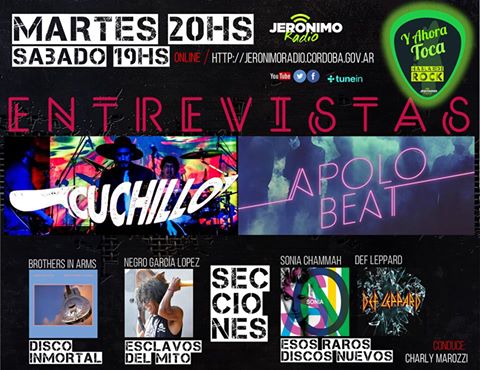 DESDE LAS 20hs ► Notas a <a href="/apolobeat/">Apolo Beat</a> + CUCHILLO por <a href="/Jerocba/">Radio Jerónimo</a> jeronimoradio.cordoba.gov.ar/online.html @SecCulturaCba