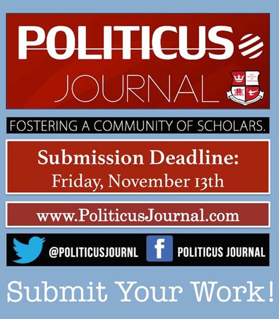 PoliticusJournl's tweet photo. Submit your work by this Friday! #Politicus2015 https://t.co/QLJ7cayzg0