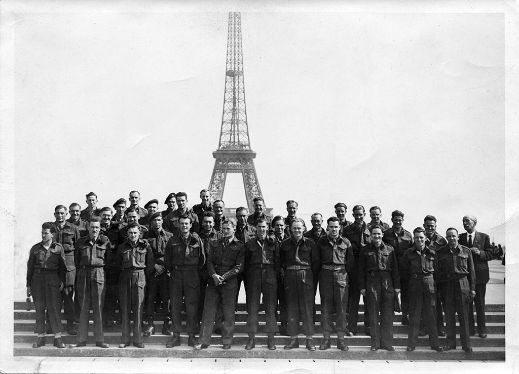 22April1945 13th Field Regiment Royal Canadian Artillery. Jack Stalberg (dad) front with crossed hands #Nov11Globe