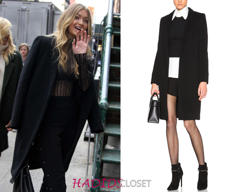 hadidscloset's tweet photo. Gigi Hadid made a stylish entrance at the #VSFS rehearsals wearing this #ThePerfext Manhattan Coat. https://t.co/gYqzzY0MbC