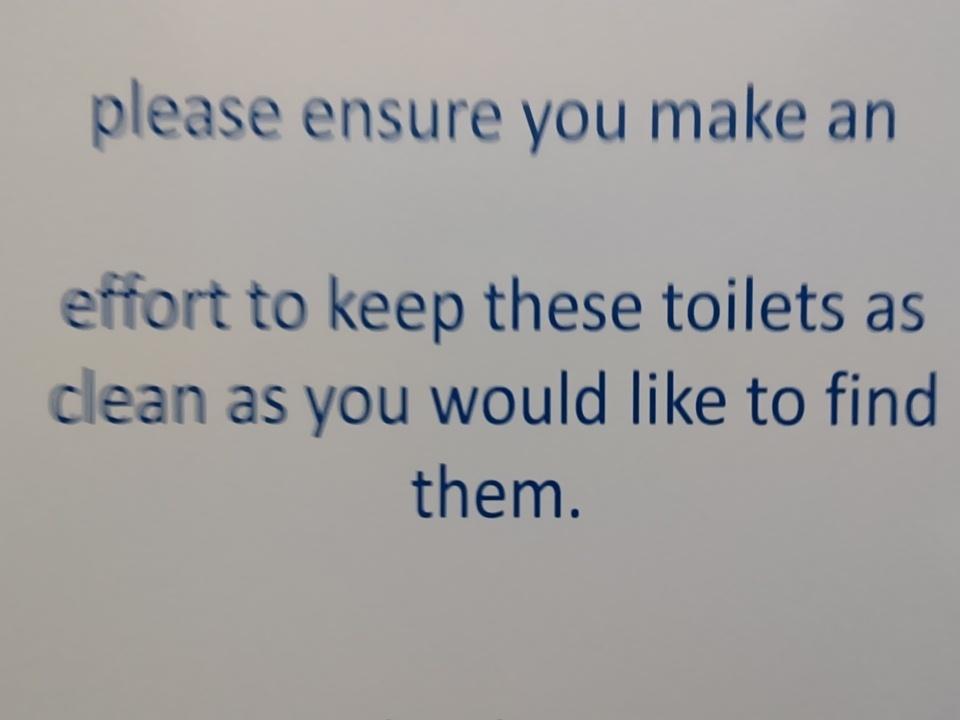 PattersonStory's tweet image. Exercise in concise writing. Why not "please keep the toilets clean"? #amwriting #writefight