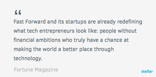 StellarOrg's tweet photo. We're in @FortuneMagazine's piece on @FfwdOrg, the accelerator that only works w/ nonprofits https://t.co/fOe9GWky9W https://t.co/EXzHydXf4G