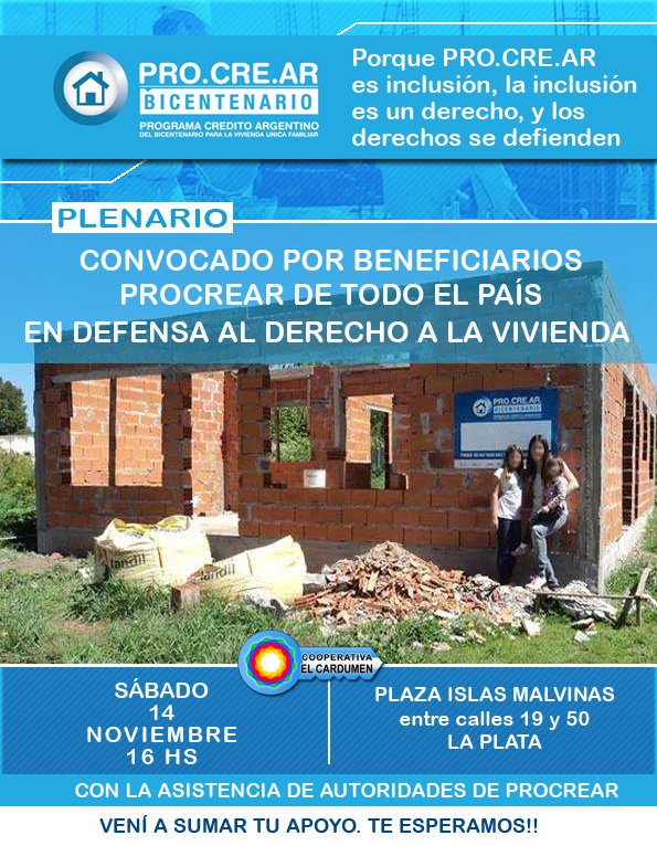 celesdominguez's tweet photo. El 14 a La Plata a apoyar al Procrear @ProcrearChaco @Bossiojuventud @ProcrearGob @ComProcrTandil @CardumenCoop https://t.co/8YzWyLa5Ni