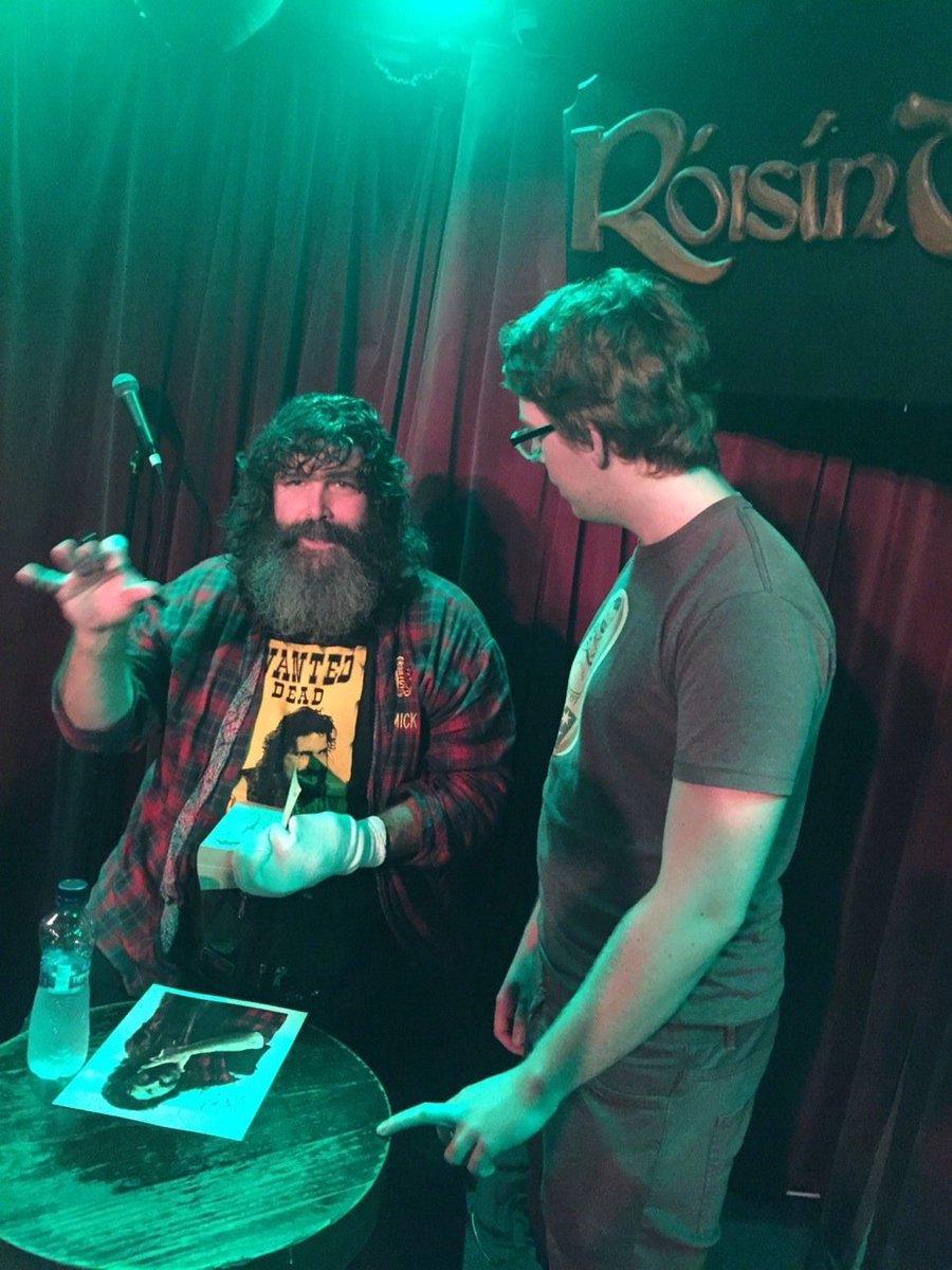 hashtag_benji's tweet photo. @RealMickFoley Rock-n-Sock was one of my earliest memories of wrestling so tonight was an honour #MickFoley #Galway https://t.co/6crLQy7prj