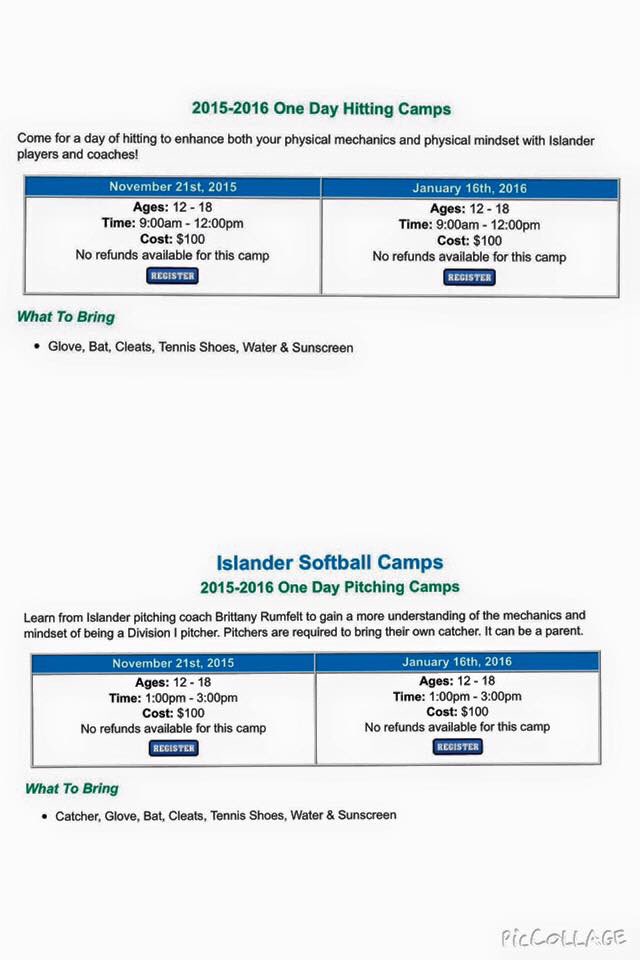 IslandersSball's tweet photo. It's not too late to register for camp! #IslanderSoftball #SeeYouOnTheIsland #YouDontWantToMissThis https://t.co/eEKEiih3Sw
