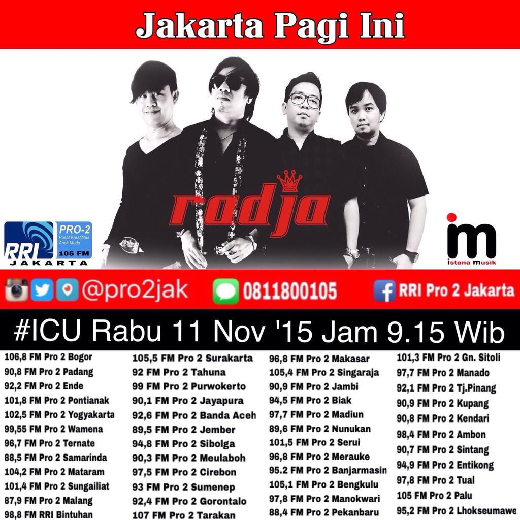 istanamusikpro's tweet photo. live serempak di @Pro2Jak @radjabndoffcial dengan single #setia #Pro2FMRadja #radja https://t.co/Hno6O425Gm