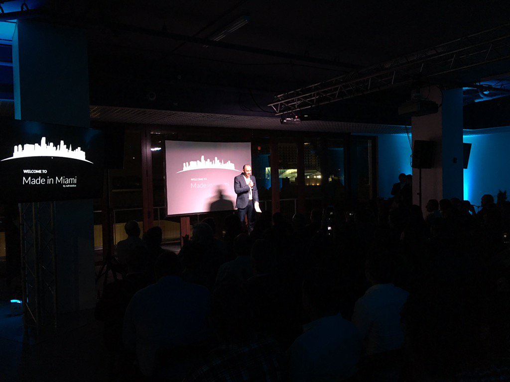 CharlesARiggle's tweet image. .@AdMobilize announcing their latest innovation in IoT to a full house in Miami. #sfltech