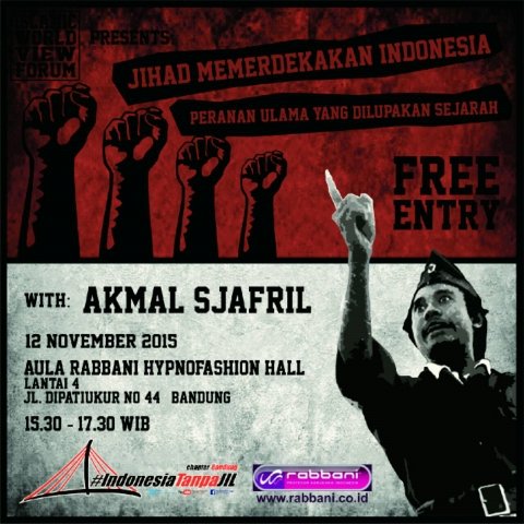 ngajibarengID's tweet photo. 12NOV: #IslamicWorldView "Jihad Memerdekakan Indonesia" w/ @malakmalakmal at @rabbani_proke DU Bdg @ITJBandung https://t.co/e8wwY7dOs5"