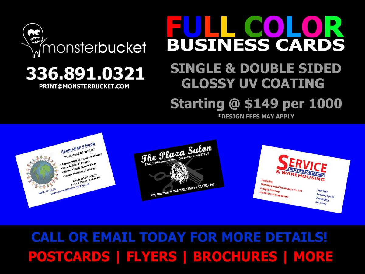Monst3rBuck3t's tweet image. Full Color business cards $149 per 1000. Discounts for 2500 or more. #monsterbucket