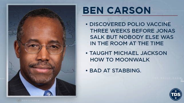 TheDailyShow's tweet photo. A closer look at @RealBenCarson #GOPDebate https://t.co/TO3HFKUp5G