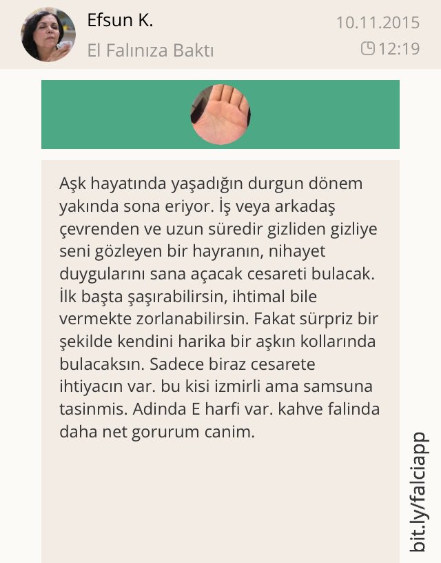 Efsun K. El Falıma Baktı, Bakın Ne Çıktı! bit.ly/falciapp